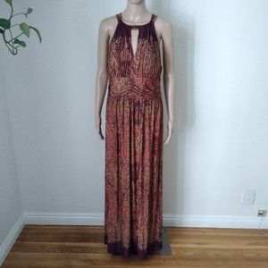 💥 EUC Emma Michelle Maxi Boho Paisley Key Hole Dress